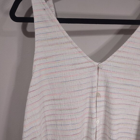 Women's LOFT Beach Coverup Dress White Rainbow Pinstripe Size M - Picture 4 of 8